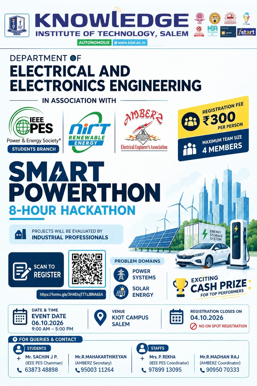 Smart Powerthon – 8-hour Hackathon, Knowledge Institute of Technology, Hackathon, Salem banner